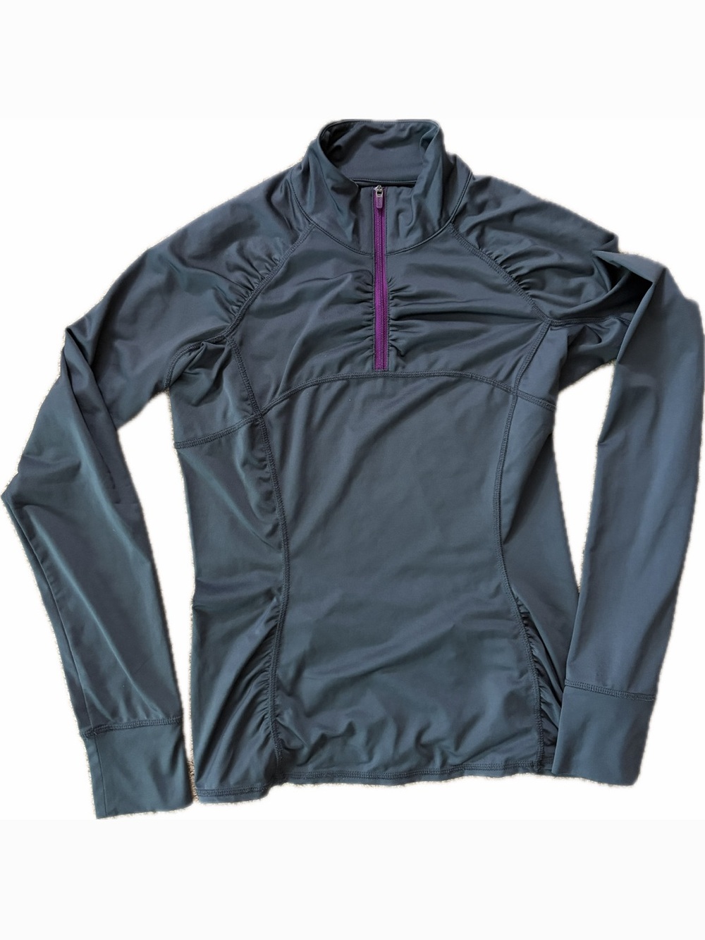 Athleta Cycling Running Lightweight Long Sleeve Quarter Zip Shirt Purple Grey XS